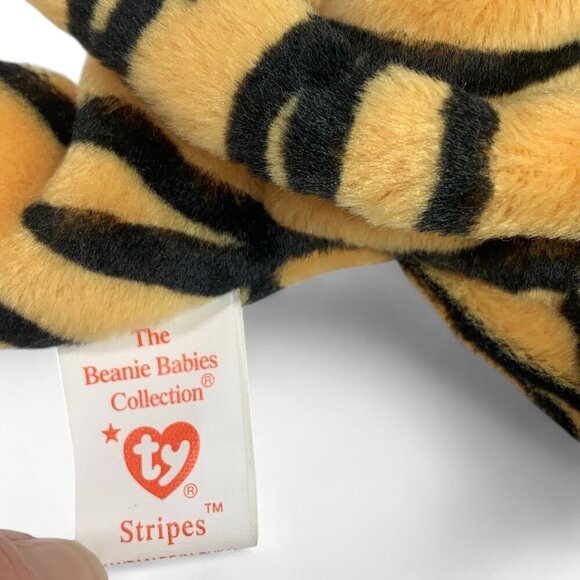 TY Beanie Babies "Stripes" The Tiger 8" Plush Toy Collectible 1995 NWT - Picture 2 of 6
